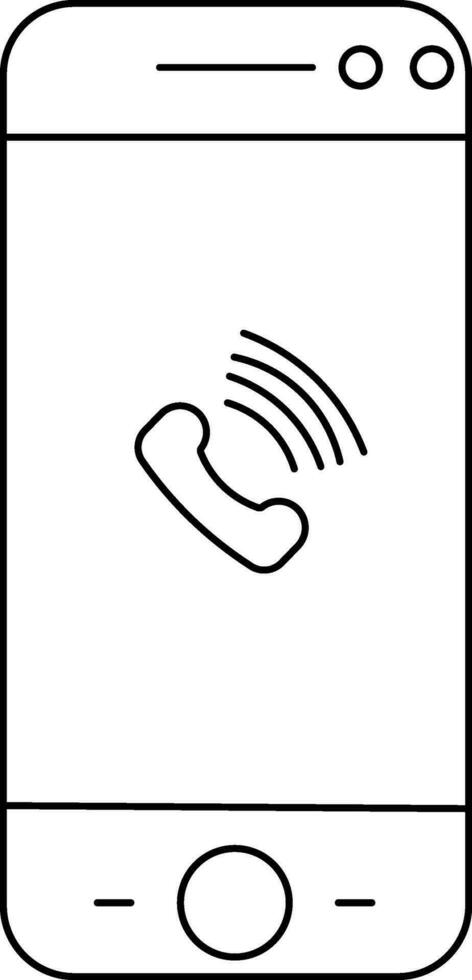 Illustration of Mobile Calling Icon in Black Outline. vector