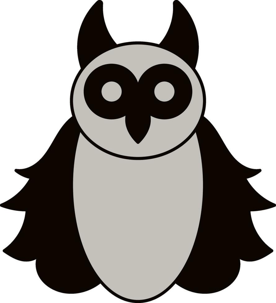 Scary Owl Icon in Gray and Black Color. vector