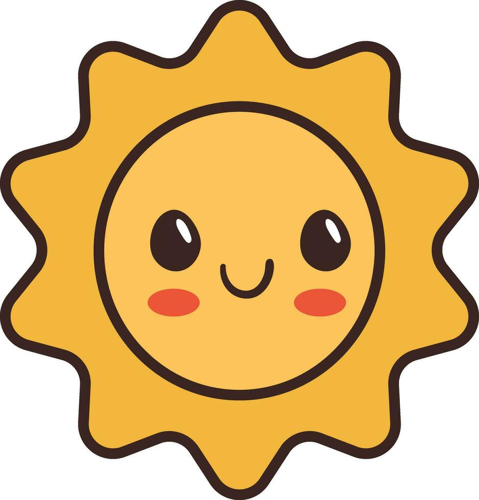 Cute Sun Character Icon In Flat Style. vector
