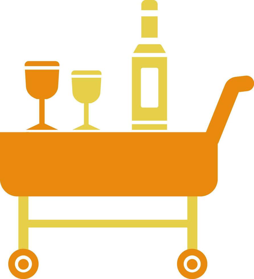 Room Service Food Cart with Beverage bottles. vector