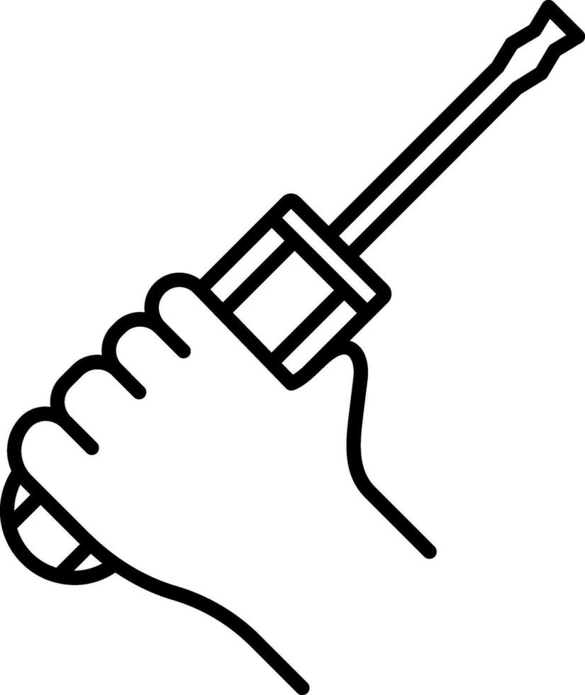 Line Art Illustration of Hand Holding Screwdriver Icon. vector