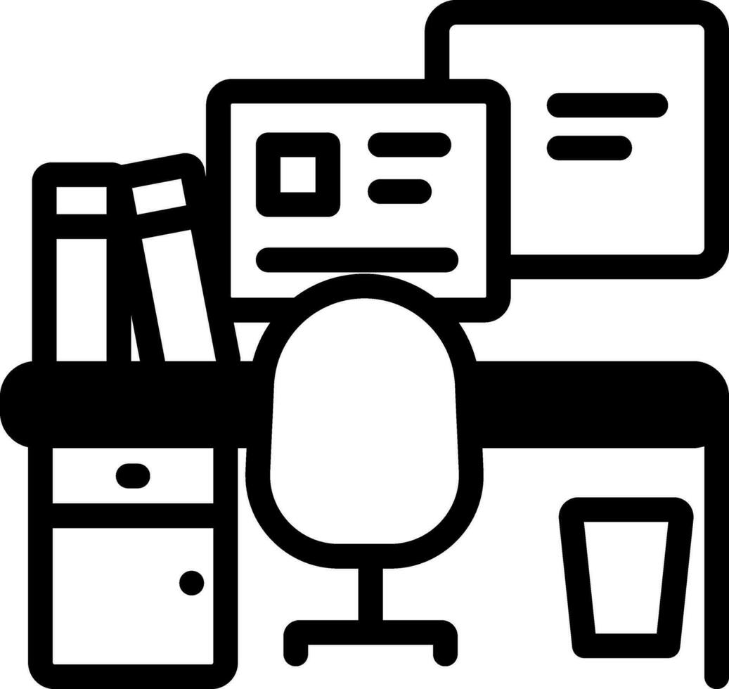 Workplace Icon In Black And White Color. vector