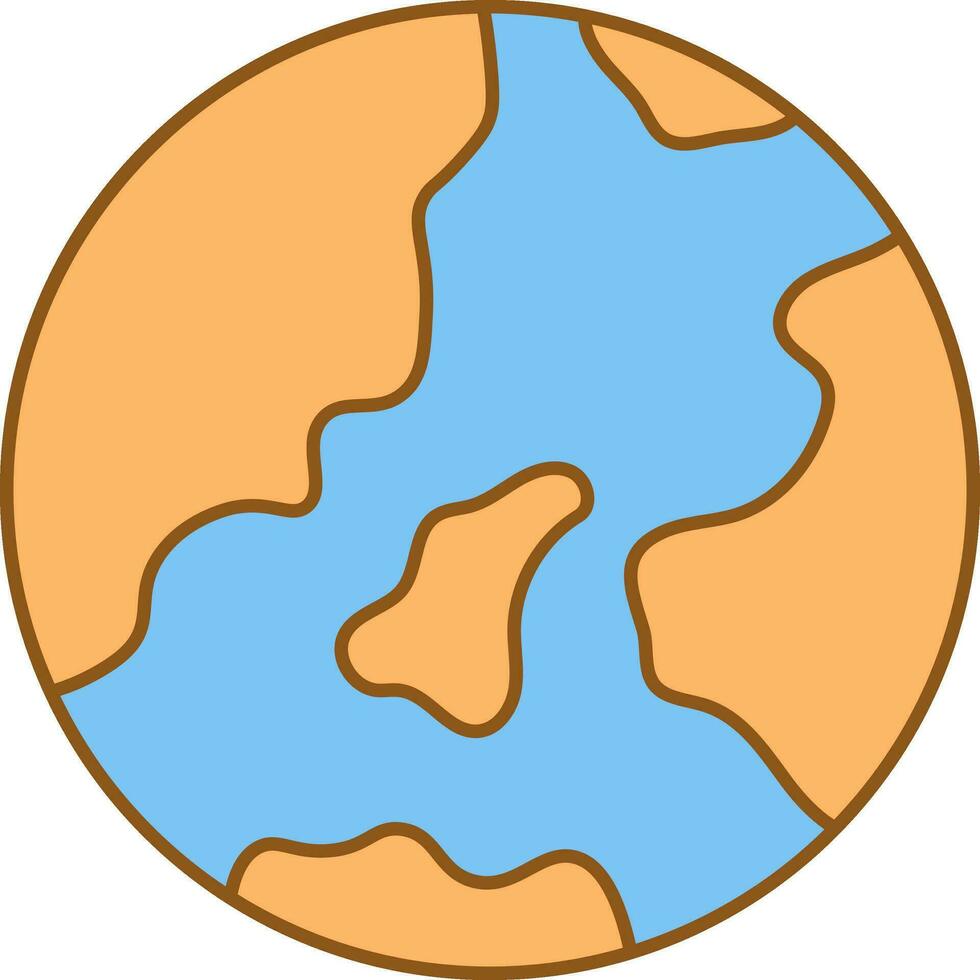 Earth Globe Icon In Blue And Orange Color. vector