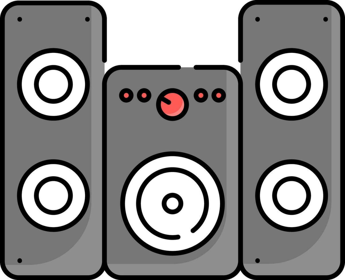 Sound System Flat Icon In Grey And white Color. vector