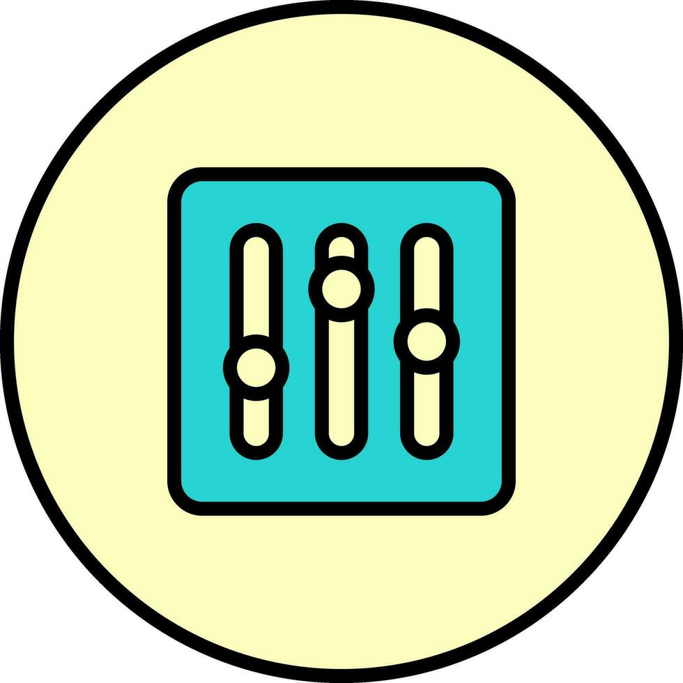 Yellow And Teal Illustration Of Sound Mixer Icon. vector