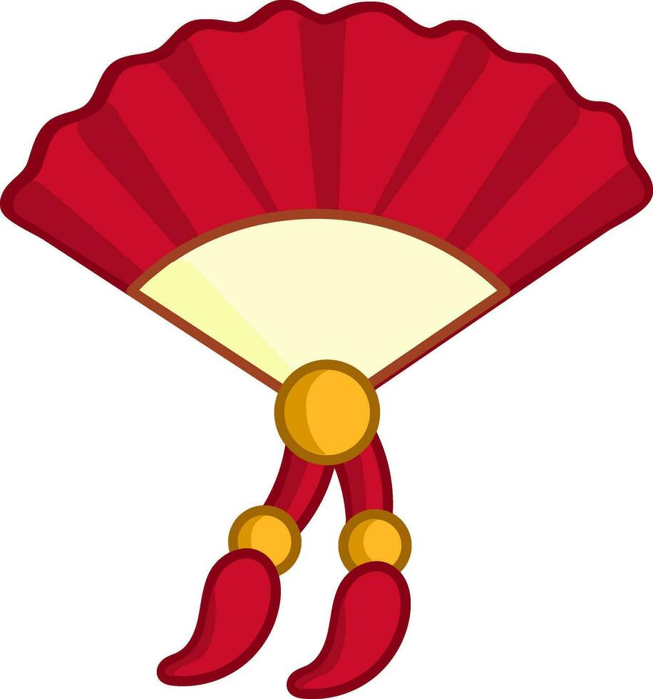 Flat Style Red Folding Fan Icon Or Symbol. vector