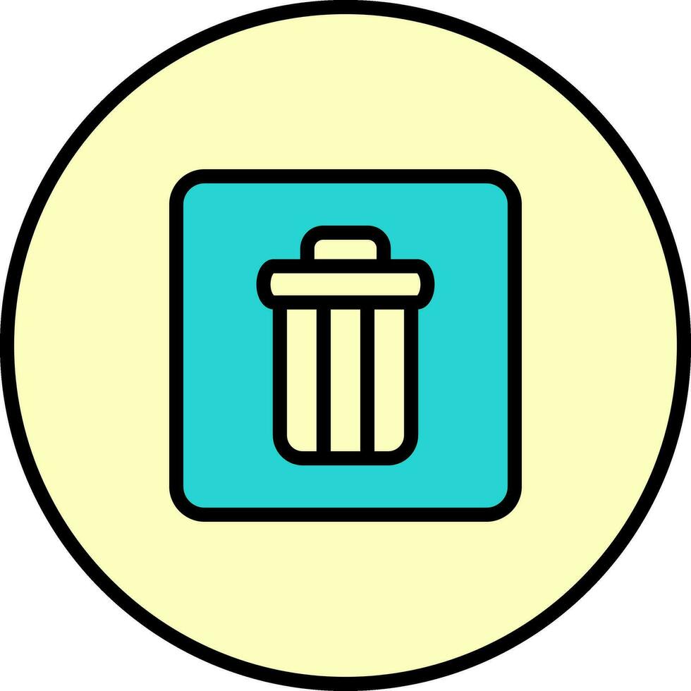 Delete Button Icon Or Symbol In Teal And Yellow Color. vector