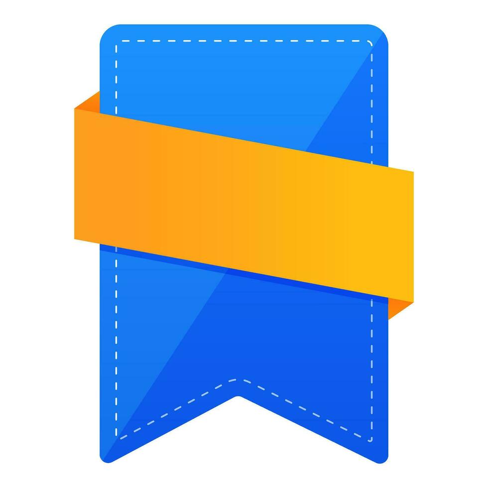 Paper Label Or Bookmark Element In Blue And Chrome Yellow Color. vector