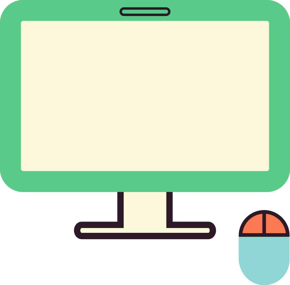 Flat illustration of computer with mouse. vector