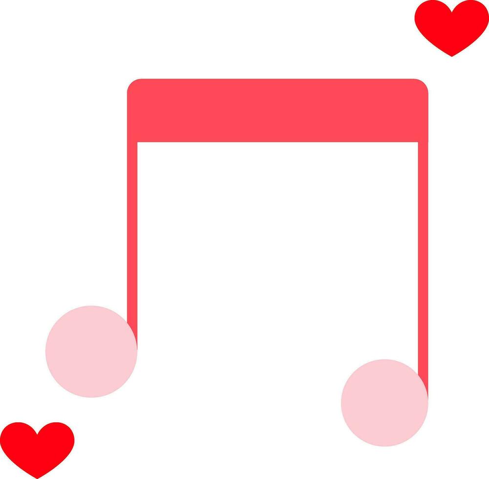 amor canciones o música icono en rojo color. vector