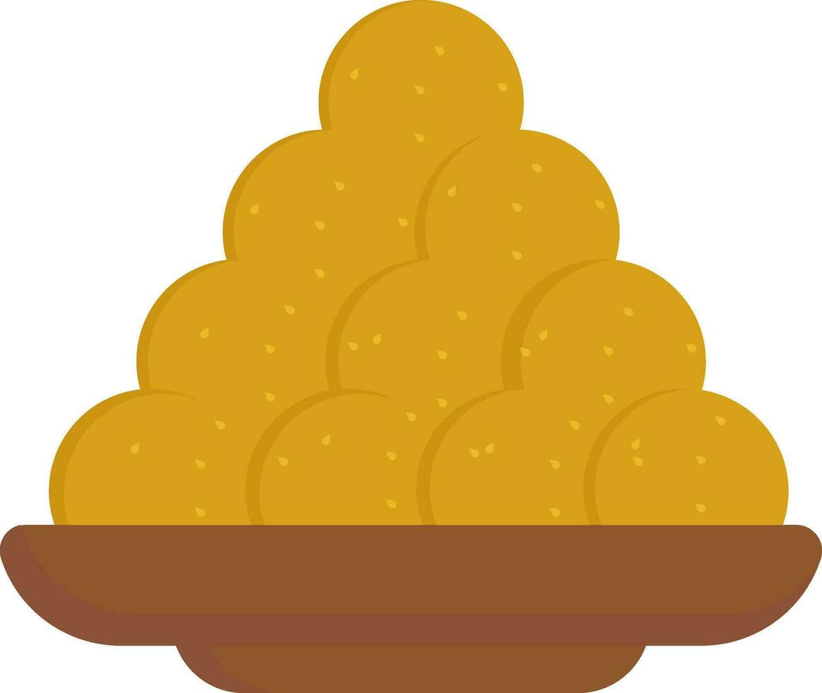 Flat Style Round Sweets Plate Icon Yellow Color. vector
