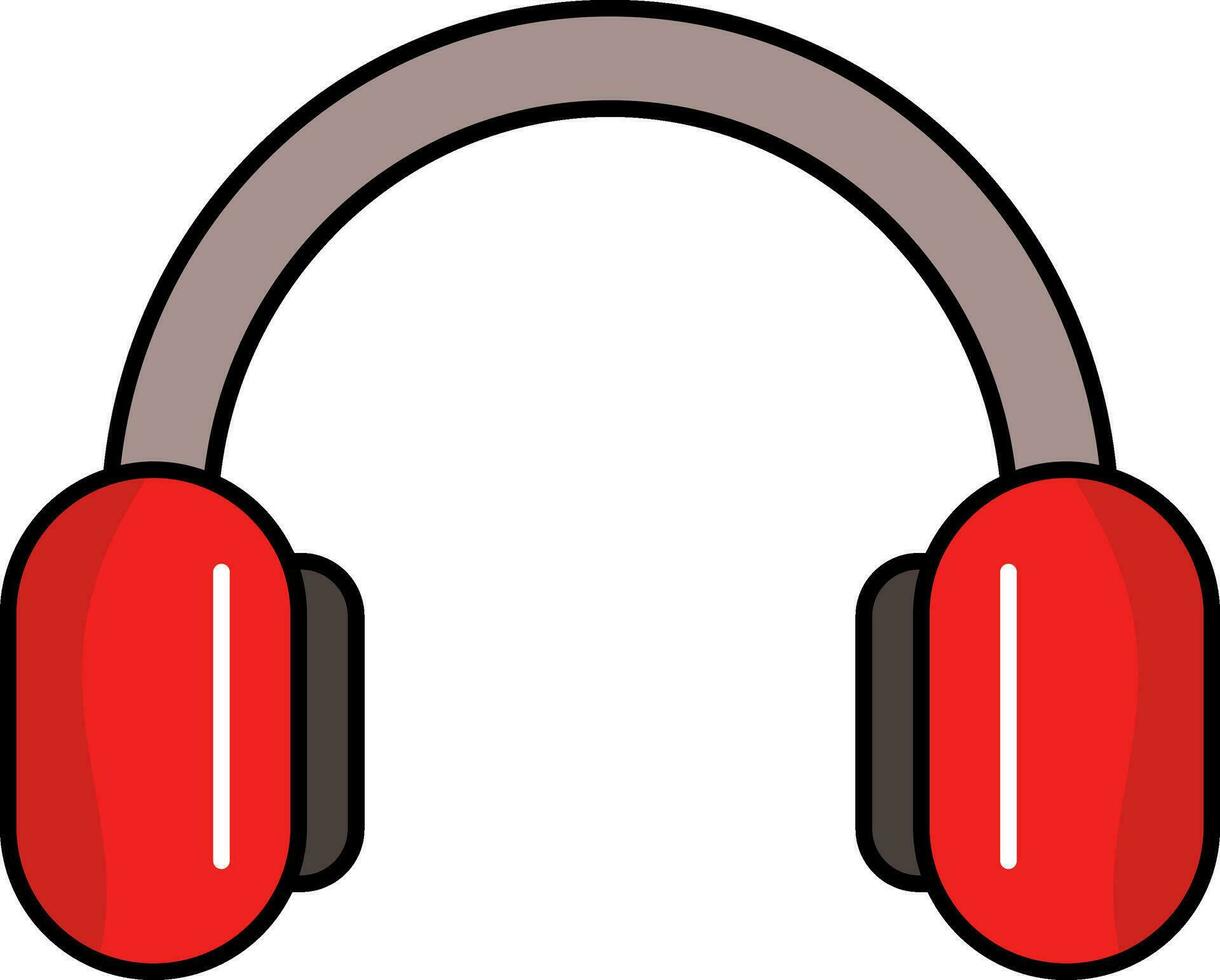 Isolated Headphone Flat Icon In Red And Taupe Color. vector