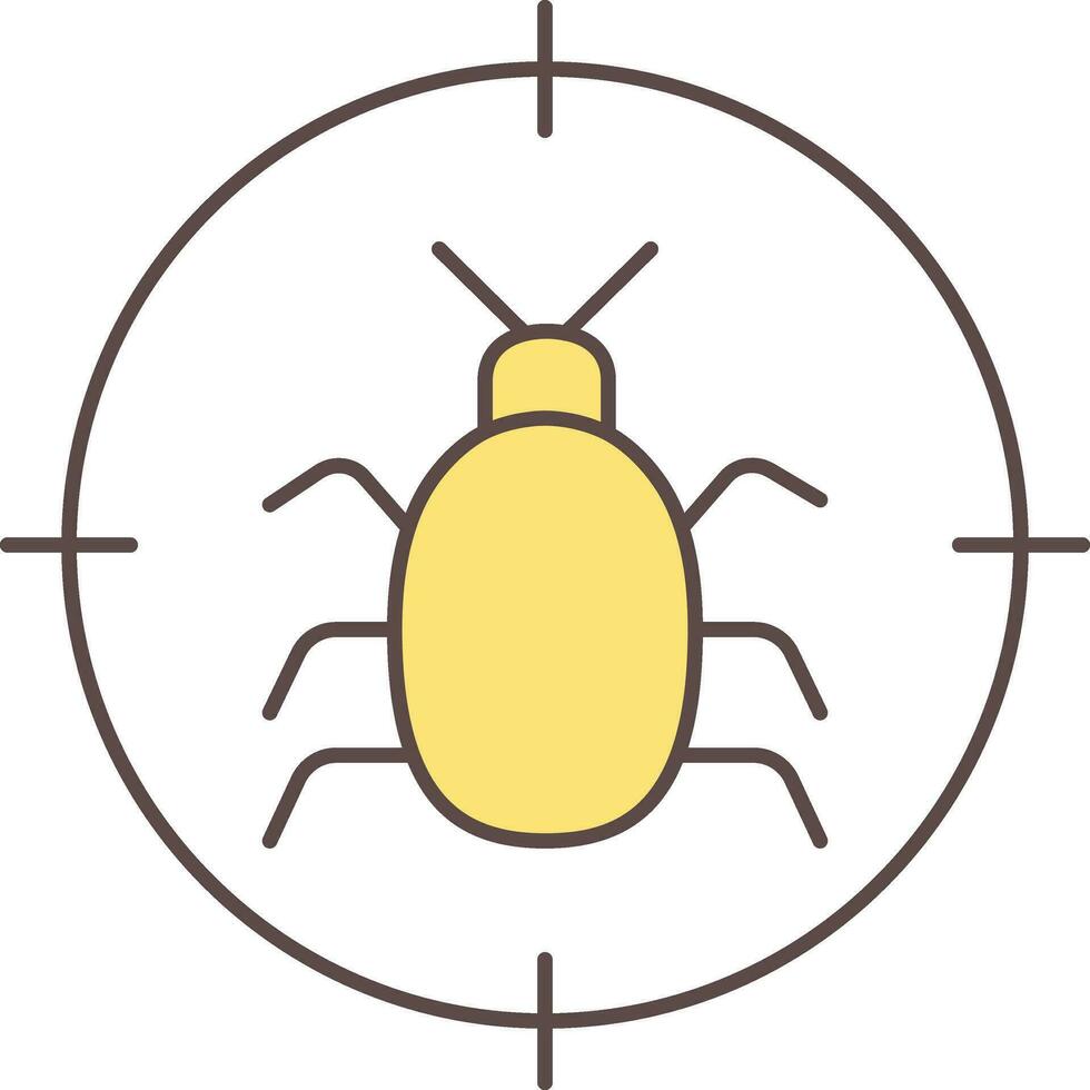 Illustration Of Target Bug Icon In Yellow Color. vector
