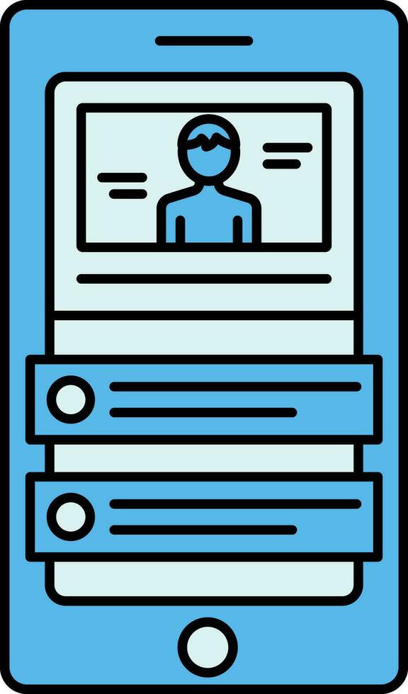 Blue Color Video Live In Smartphone Icon. vector