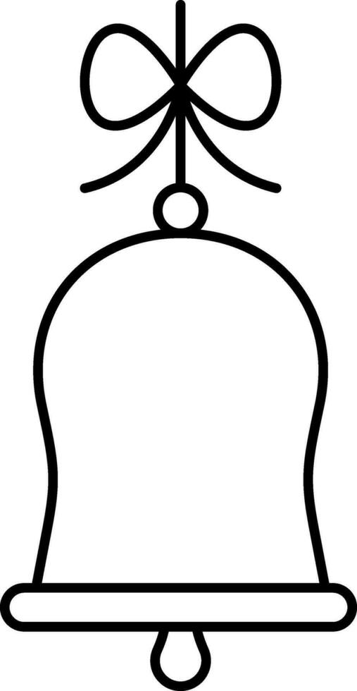 Bell With Bow String Icon In Black Line Art. vector