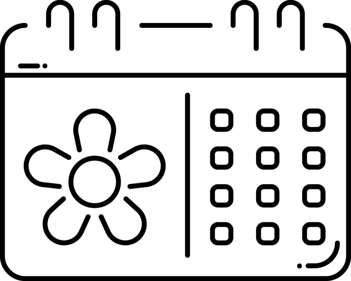 Isolated Flower Calendar Thin Line Art Icon. vector