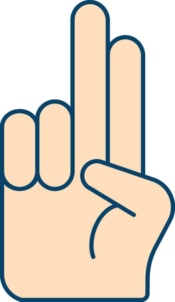 Flat Illustration Of Two Finger Showing Hand Peach Icon. vector