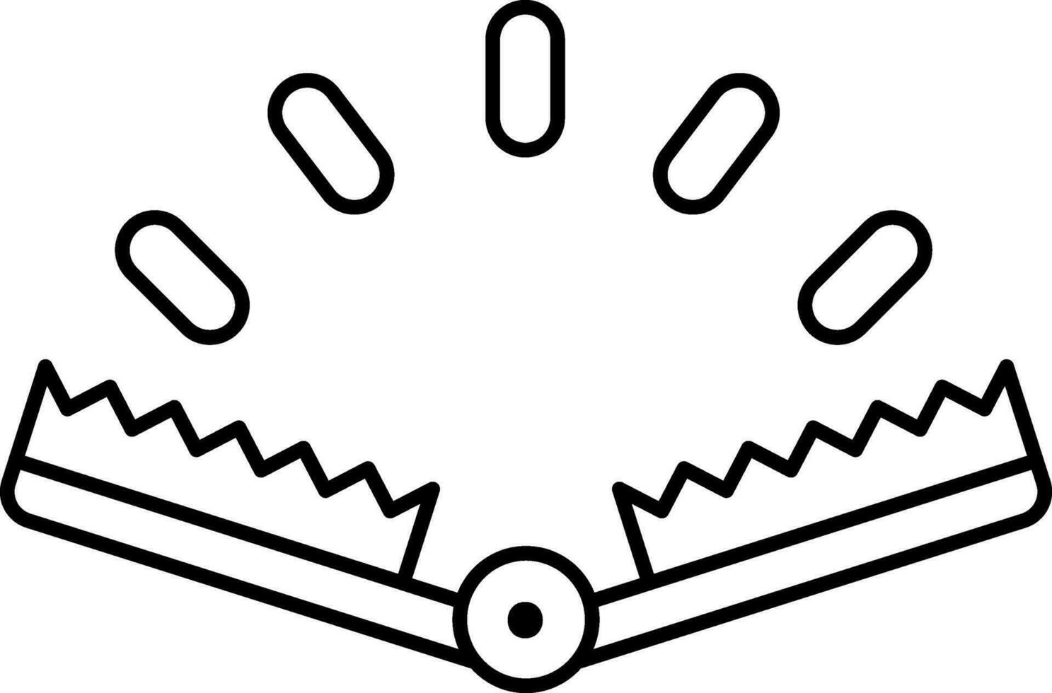 Black Linear Style Snap Trap Icon. vector