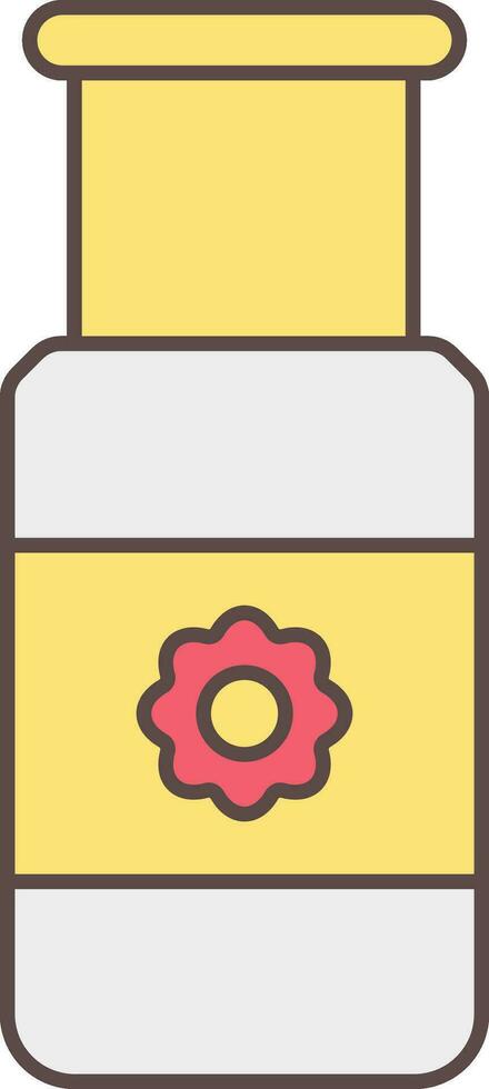 Attar Bottle Icon In Yellow And Red Color. vector