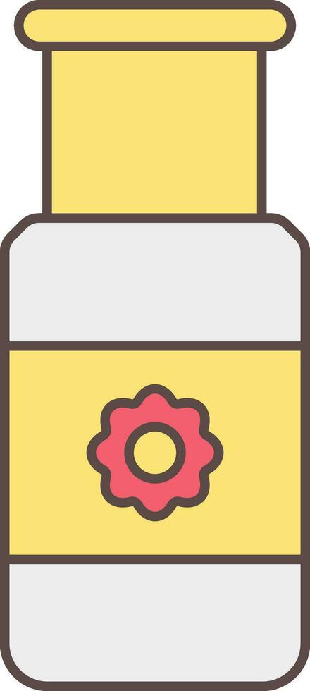 esencia de rosas botella icono en amarillo y rojo color. vector