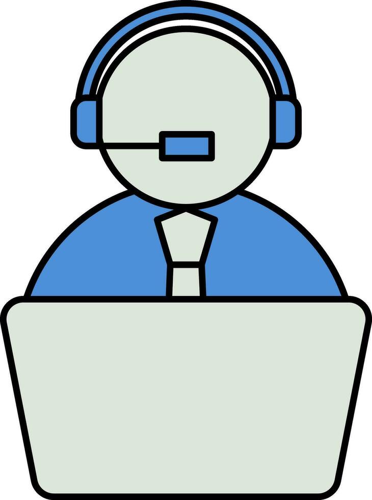 cliente Servicio icono en azul y gris color. vector