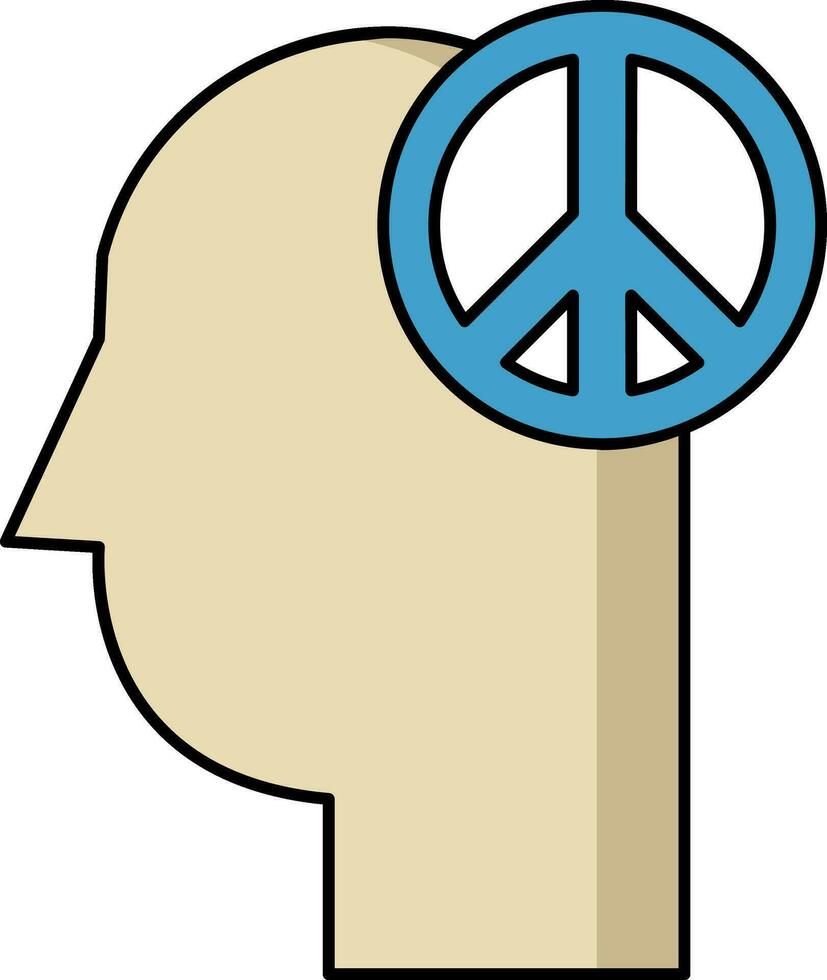 Peace Mind Icon In Blue And Yellow Color. vector