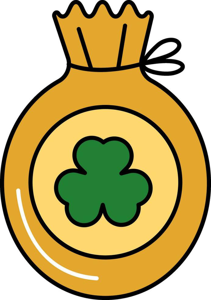 Orange And Green Clover Bag Icon Or Symbol. vector