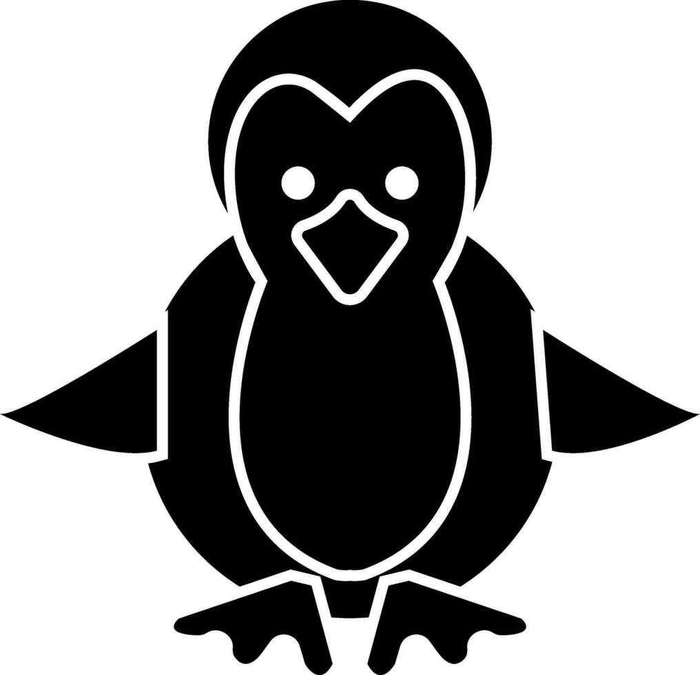 aislado icono de pingüino en plano estilo. vector