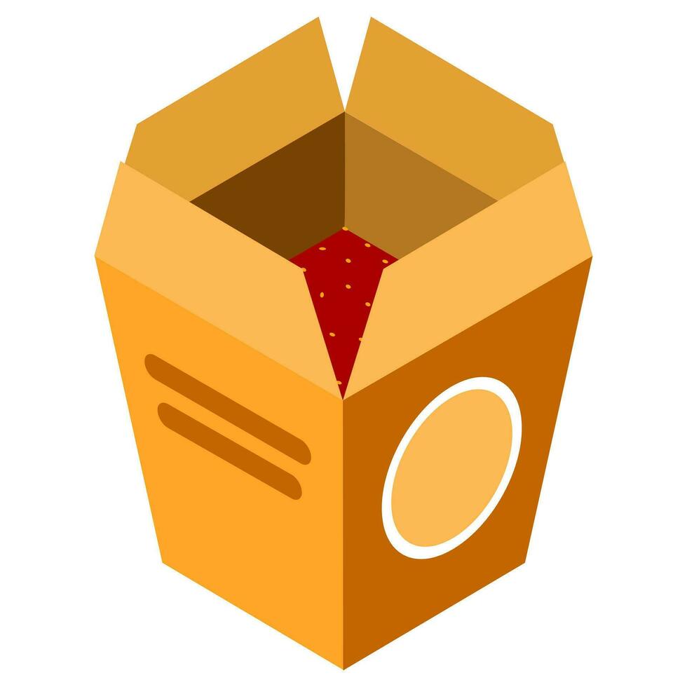 isométrica chino sopa caja icono en marrón color. vector