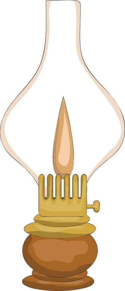 Oil lamp illustration in retro flat style. vector