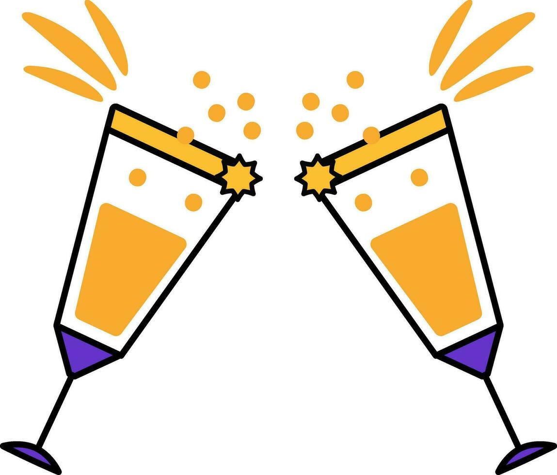 Cheers Drink Glass Orange And Violet Icon In Flat Style. vector