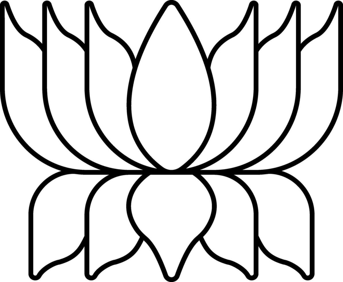 Black Thin Line Art Of Lotus Flower Icon. vector