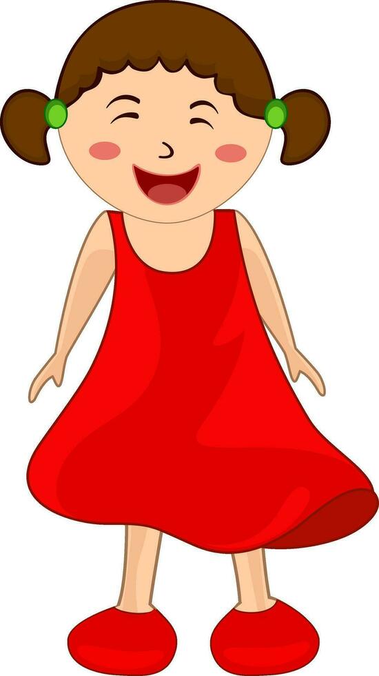 Cartoon character of cute little girl. vector