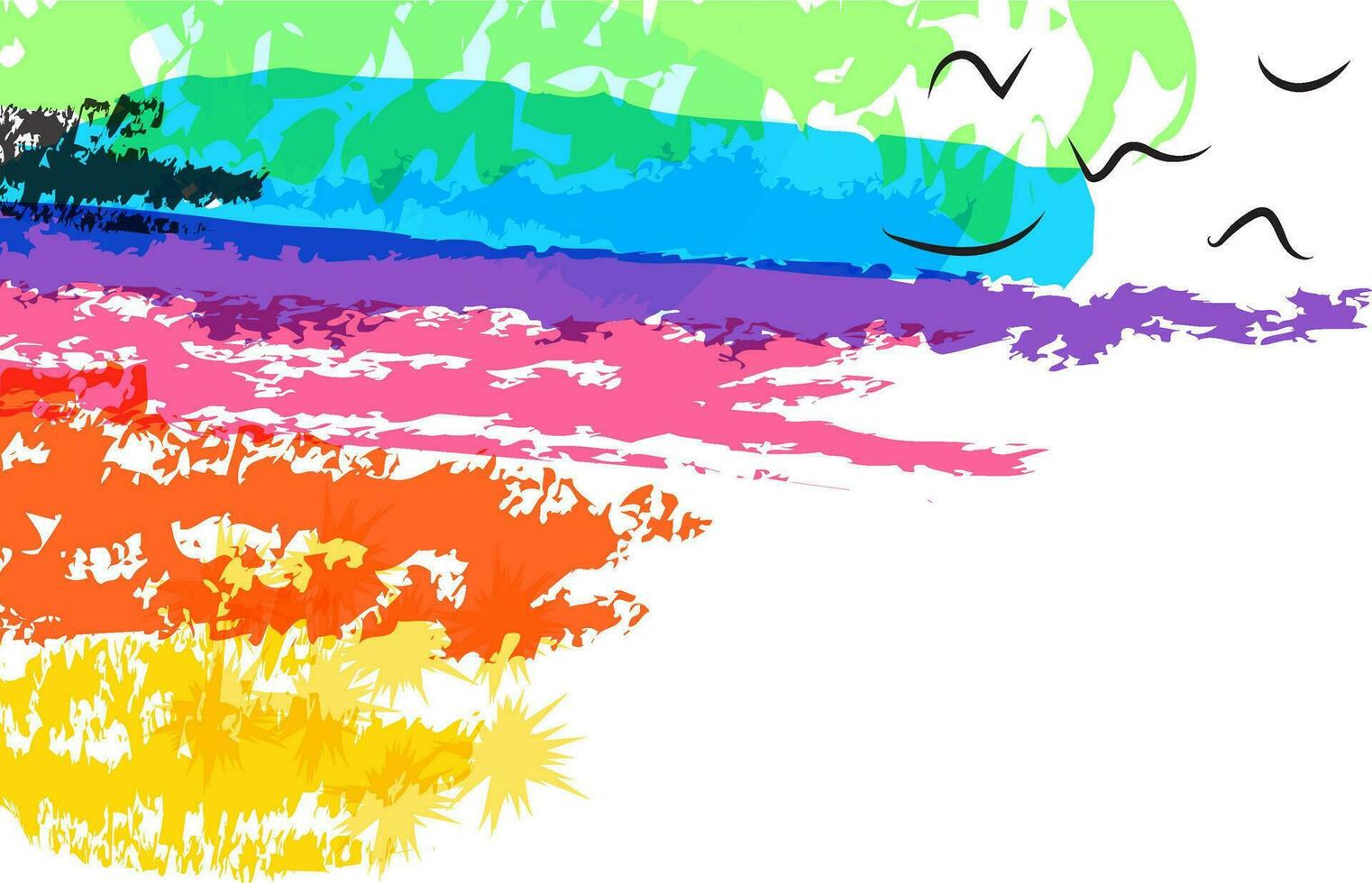 Hand drawn multicolor brush strokes with splash. vector