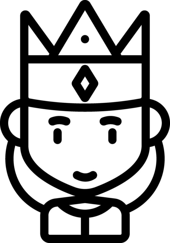 Queen Icon In Black Outline. vector