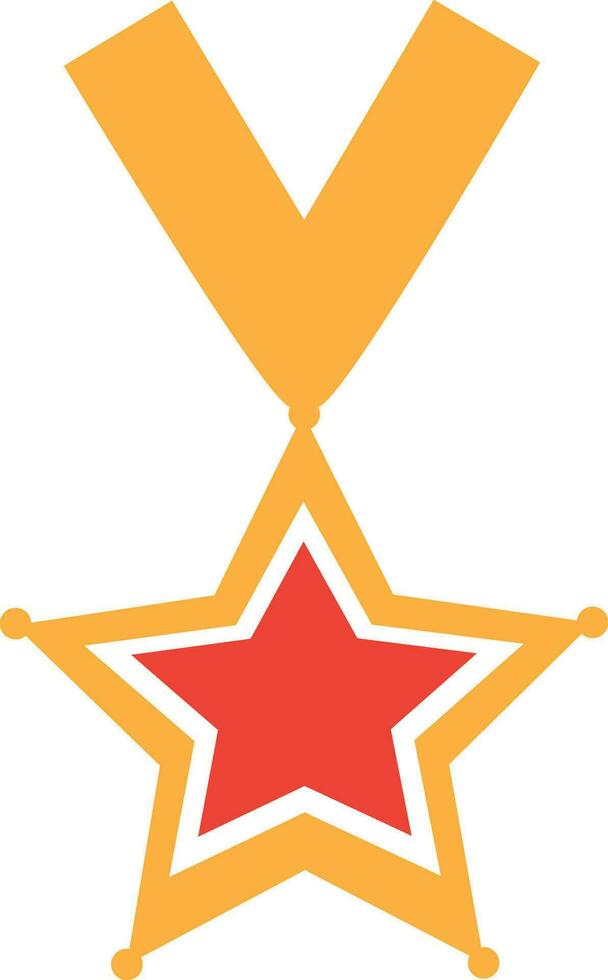Star decorated medal with ribbon. vector