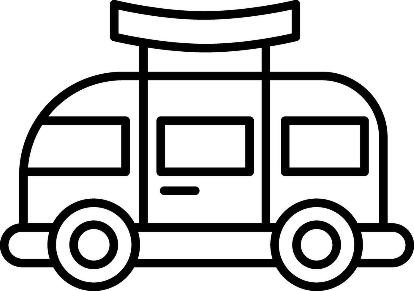 Camper Van Icon In Black Outline. vector