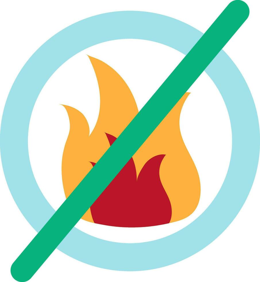 símbolo de No fuego en plano estilo. vector