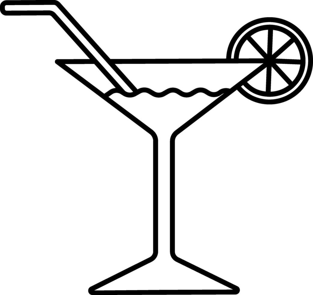 Martini Glass Icon In Thin Line Art. vector