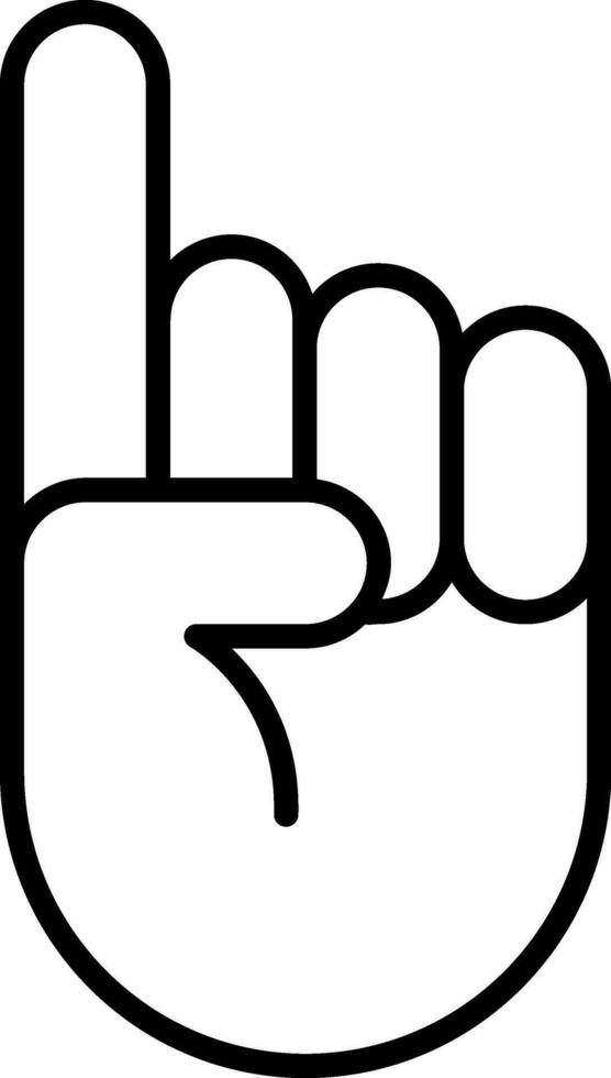One Finger Up Hand Icon in Black Outline. vector