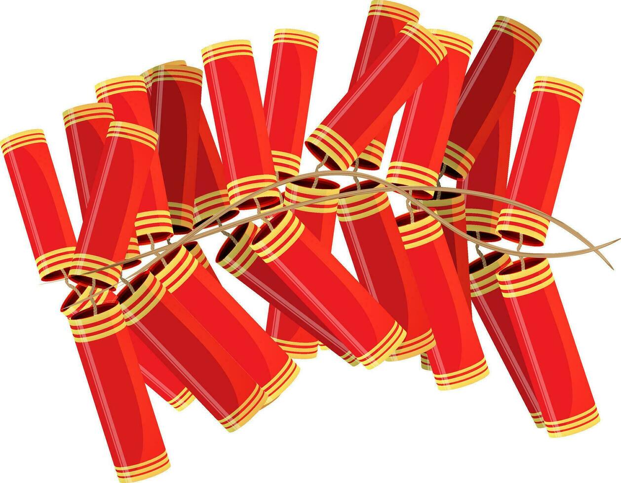 Realistic firecrackers garland in red color. vector