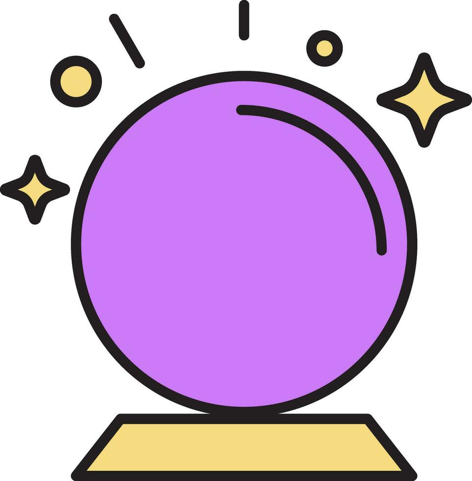 Crystal Ball Icon In Purple And Yellow Color. vector