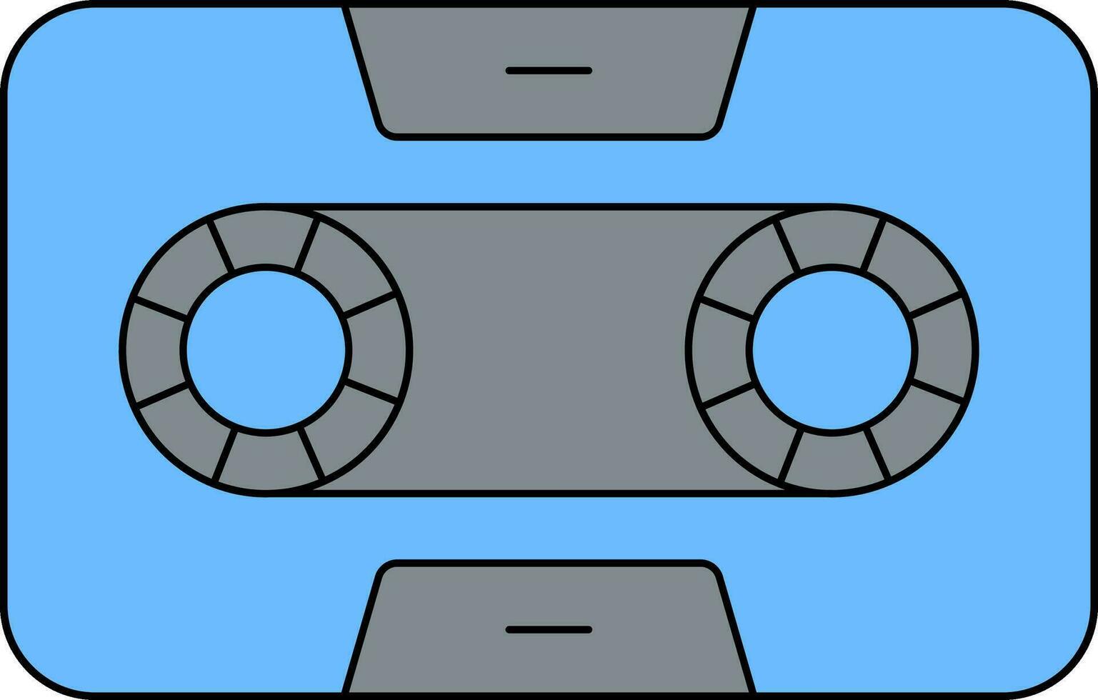 Cassette Icon In Blue And Gray Color. vector