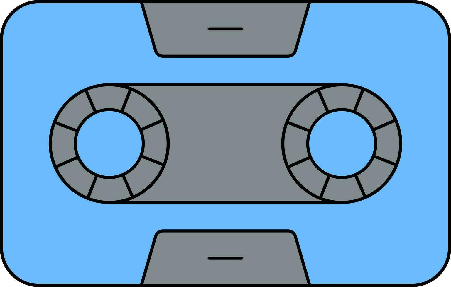 Cassette Icon In Blue And Gray Color. vector