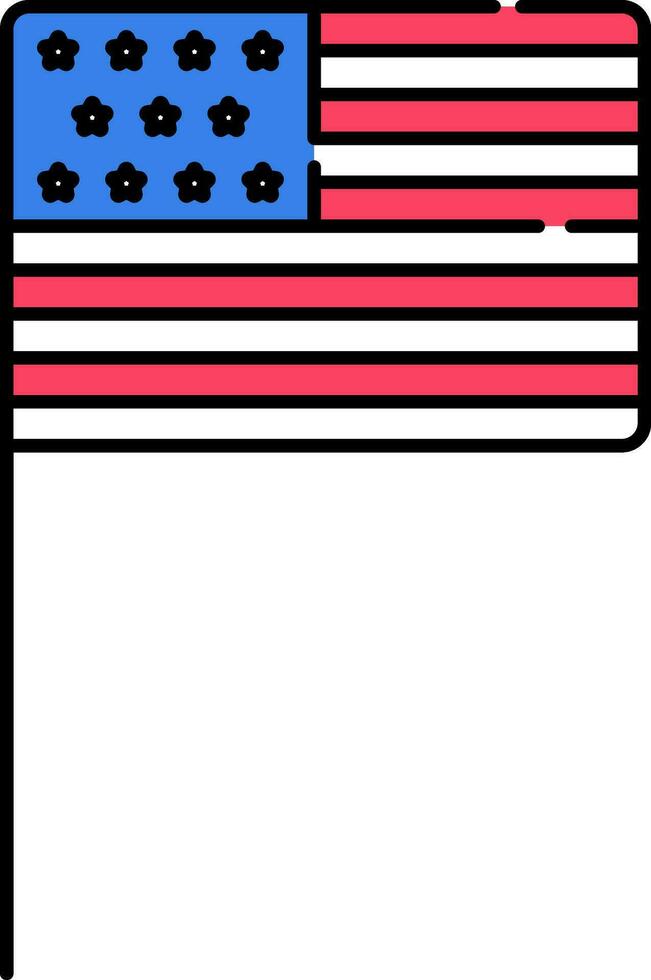 Flat Illustration Of American Flag Pole Icon. vector