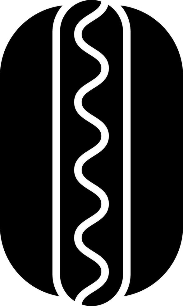 Black and White hot dog icon in flat style. vector