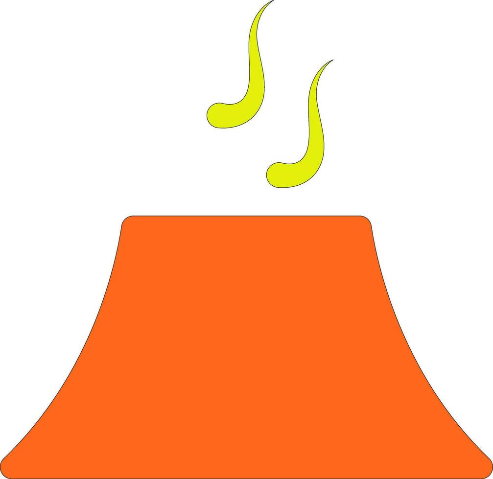 Illustration of a volcano in orange and yellow color. vector