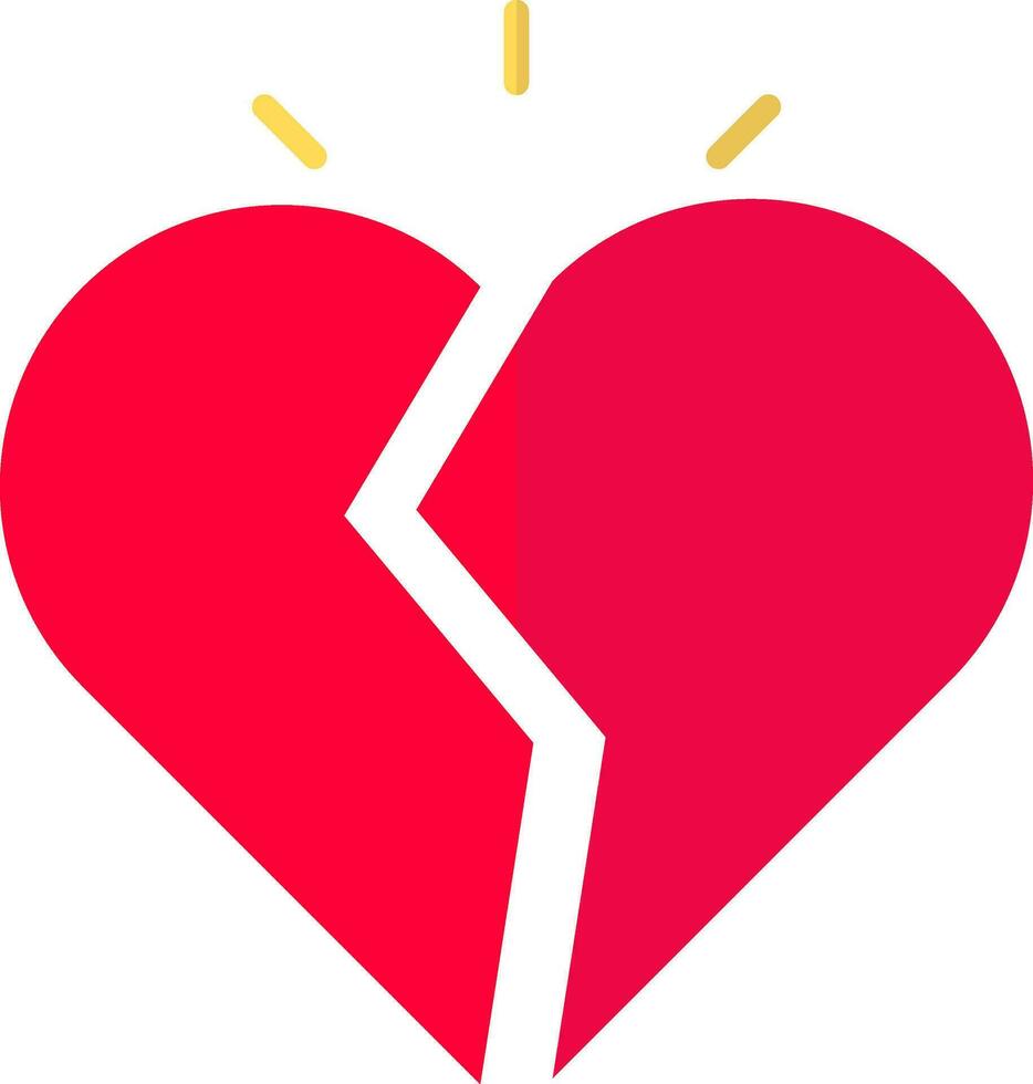 Broken heart icon in red color. vector