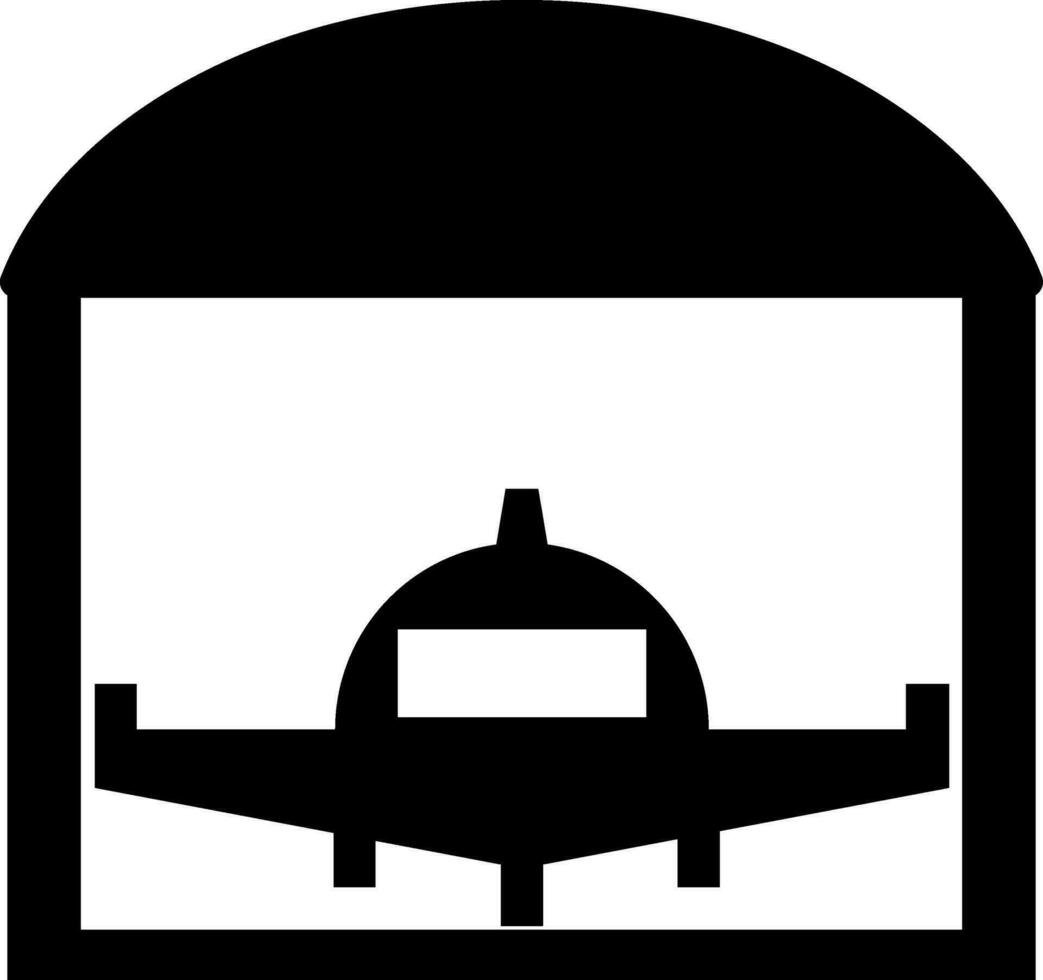 frente ver de aeropuerto con avión icono o símbolo. vector