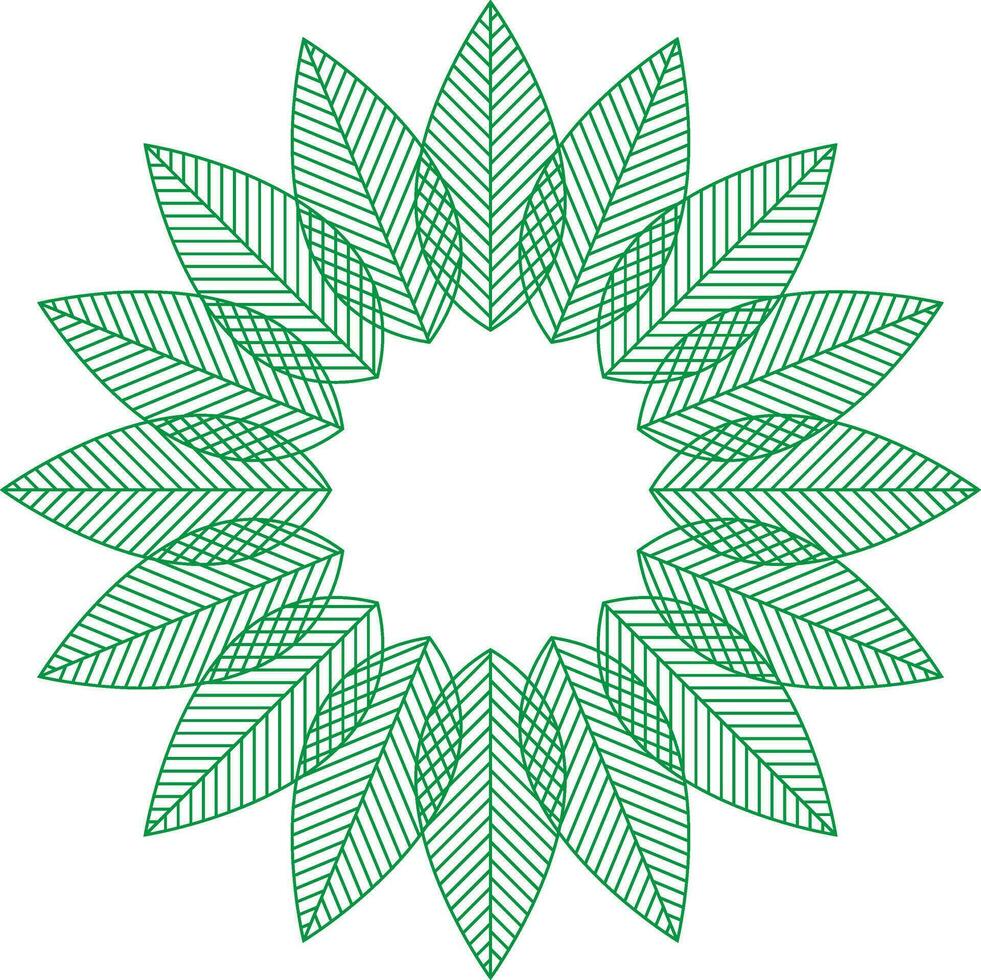 Beautiful green line art flower design. vector